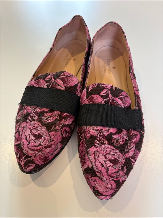 kate spade Shoes - kate spade Black and Pink Floral Pointed-Toe Flats